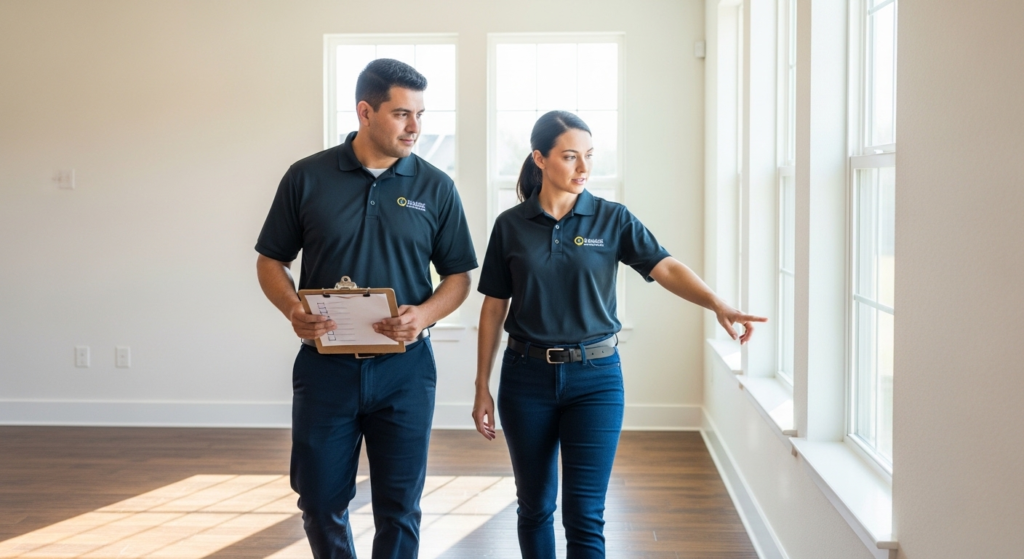 Post-Construction Cleaning: Why You Should Never DIY This 4 post-construction cleaning Texas — professional cleaning team doing final walkthrough inspection with checklist