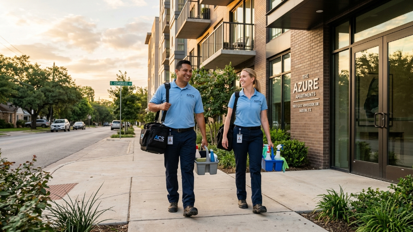 Apartment Cleaning Service Austin TX What to Expect: 7 Essential Tips 1 apartment cleaning service Austin TX what to expect — professional cleaning team arriving at Austin apartment complex